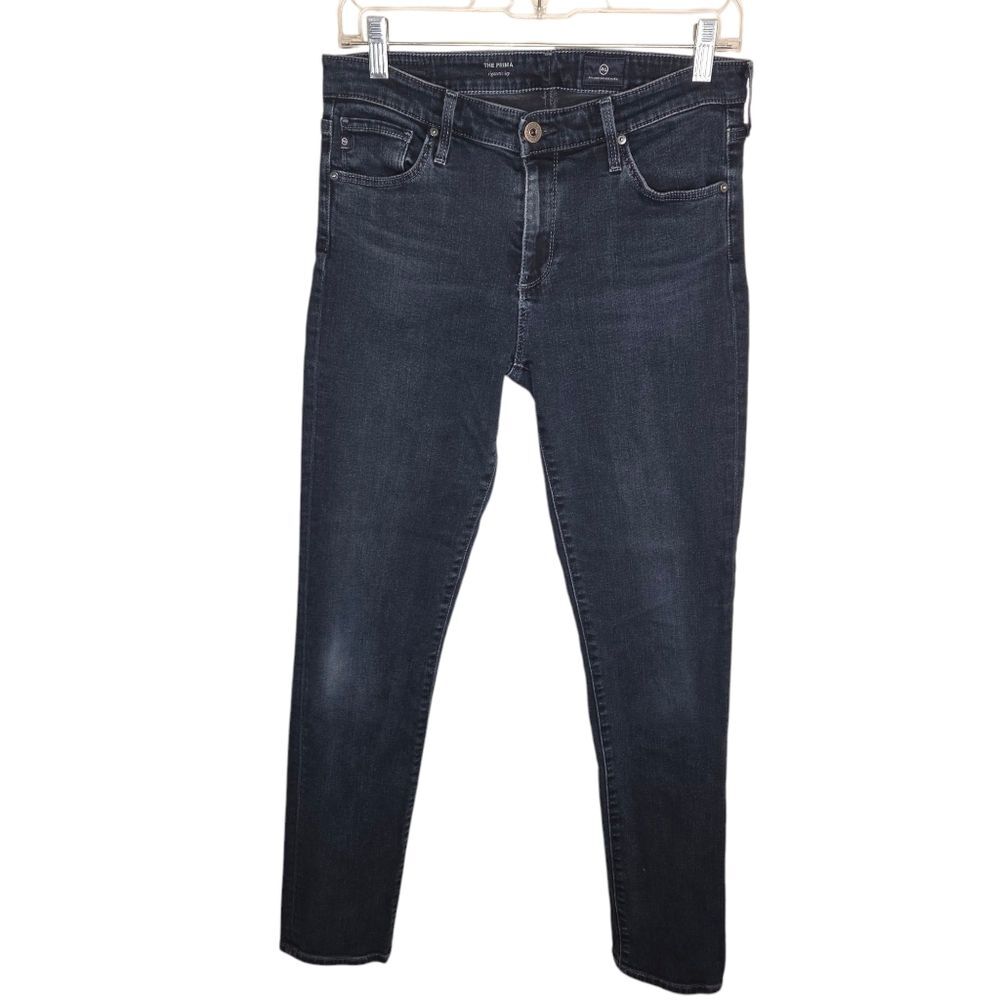 Ag Adriano Goldschmied The Prima Cigarette Skinny Dark Blue Denim Jeans Size 28
